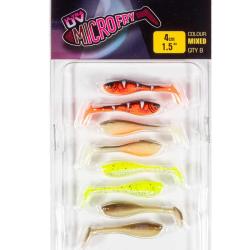 Leurre Souple Fox Rage Micro Fry 4cm UV Mixed Colour 4cm par 8 UV Red Wake, UV Hot Olive, UV Chartre
