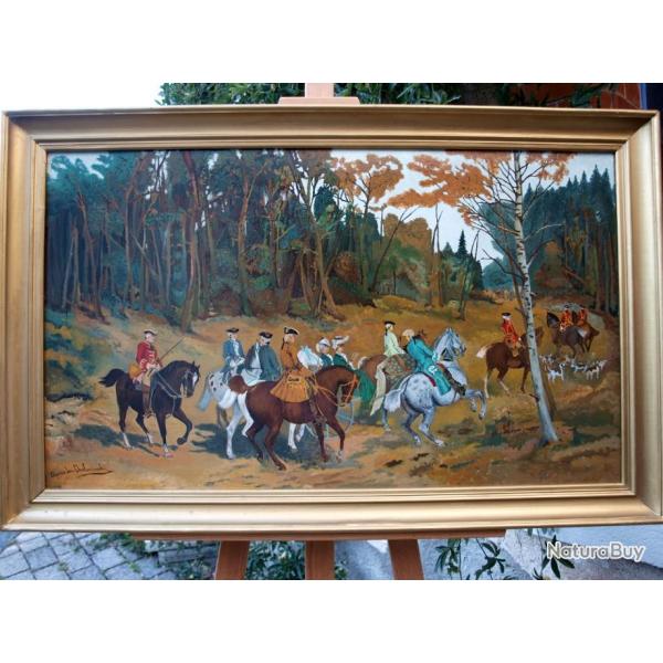 Sc�ne de chasse � courre d'apr�s Jan Van Chelminski : L'arriv�e au rendez-vous