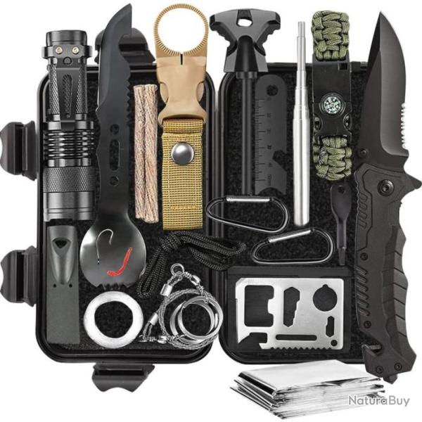 Trousse de Survie Trousse Graxury 14 en 1 Polyvalente Soins pour Sportif Plein Air Camping Alpiniste