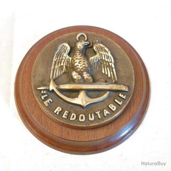 Plaque bronze sur bois du sous marin le redoutable
