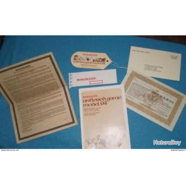 Lot de documents pour carabine comm�morative ANTLERED GAME !