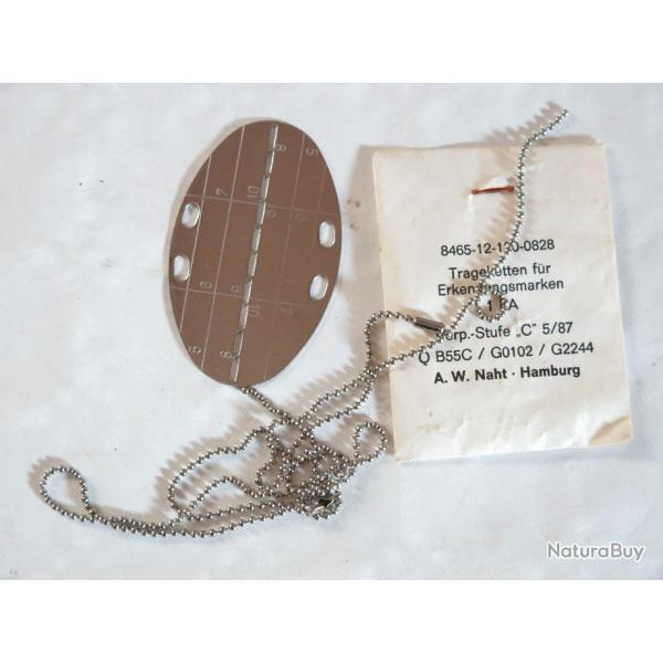 Plaques d'identit� Allemande Bundeswehr avec chaines  bo 121