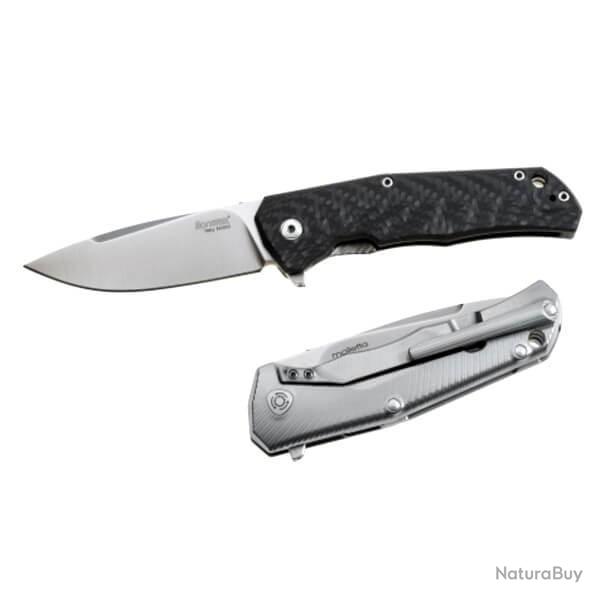TRE.FC Couteau pliant Lionsteel "TRE" Titanium Gris et fibre de carbone