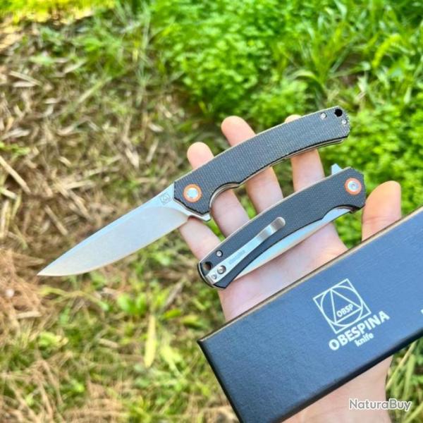 couteau pliant Obespina lame D2 manche G10 mircarta camping survie