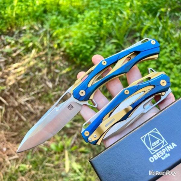 couteau pliant Obespina lame D2 squelette multicolor
