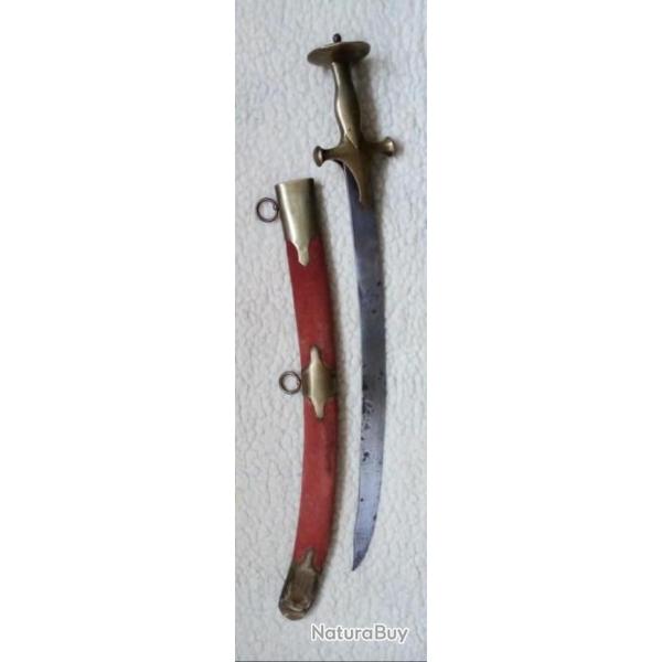 Rare sabre courbe dit TALWAR, avec fourreau, �poque Inde Coloniale