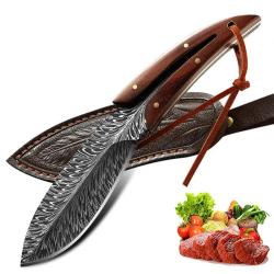 Couteau Chasse Camping Cuisine Etui Cuir-A