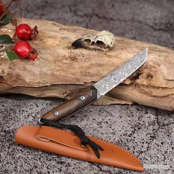 Couteau Chasse Camping Cuisine Etui Cuir-C