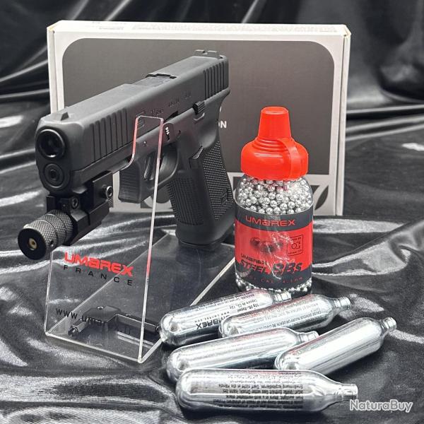 Pack "Laser Pr�t � tirer" - PISTOLET BILLES ACIER - GLOCK 17 GEN5 CO2- Umarex