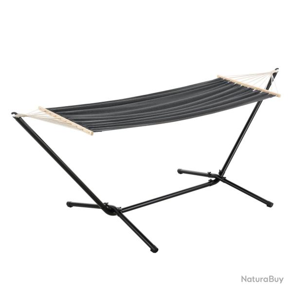 Hamac avec cadre surte acier coton polyester 200x100 cm noir gris fonc� 03_0007167
