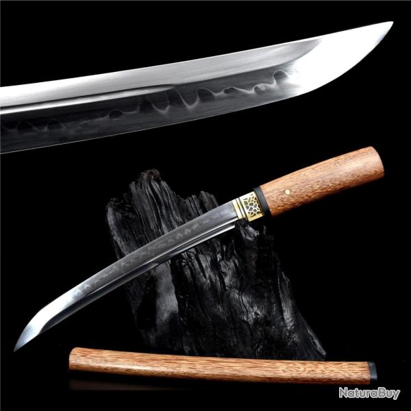 Tanto shirasaya T10. V�ritable hamon (trempe � l'argile) - Saya en bois de Rose, Bo-hi
