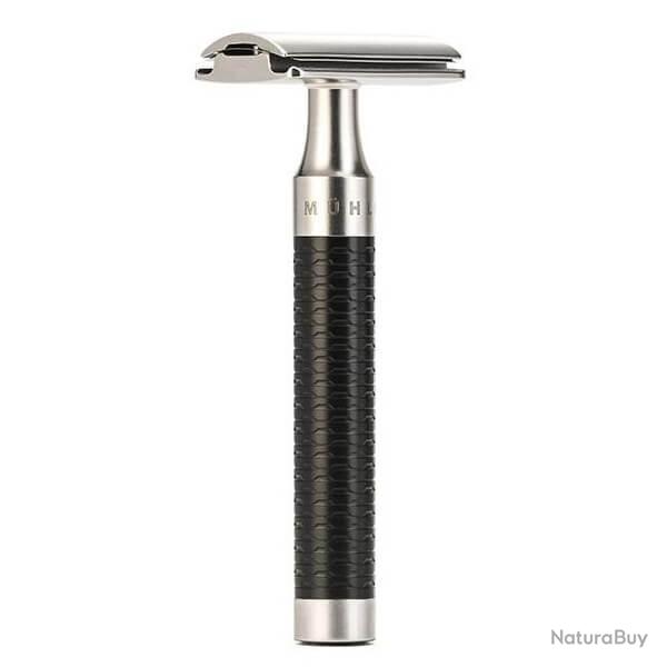 R96 Rasoir Muhle S�curit� gamme Rocca inox et DLC noir peigne ferm�
