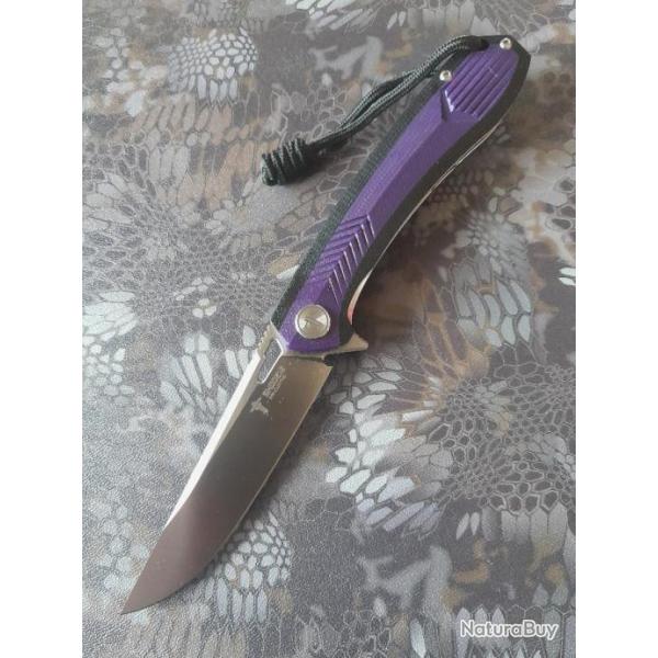 SHOOZIZ Xun-110-Couteau de Poche Pliant � Lame en Acier D2, Manche G10,Flipper, EDC