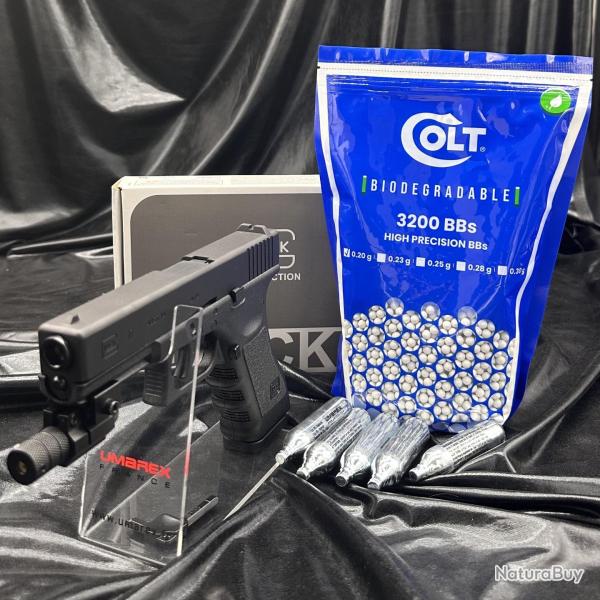 Pack Laser Pr�t � tirer PISTOLET GLOCK - 17 BBS 6MM - Airsoft CO2