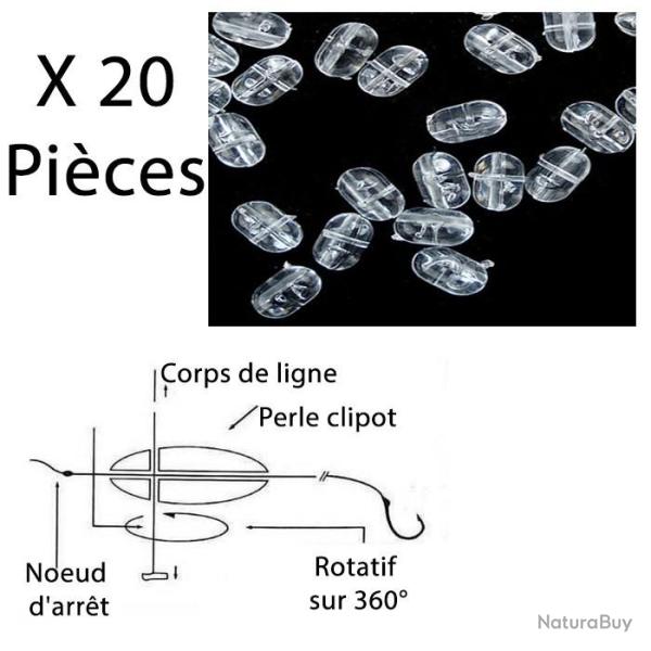 PERLE TRANSPARENTE, 4 TROUS, ROTATIVE, CLIPOT XL