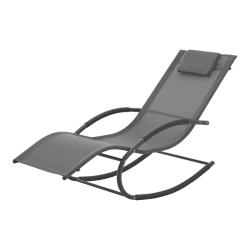 Transat bain de soleil chaise longue &agrave; bascule tarent acier textile 174 x 63 x 88 cm gris fonc&eacute; 03_