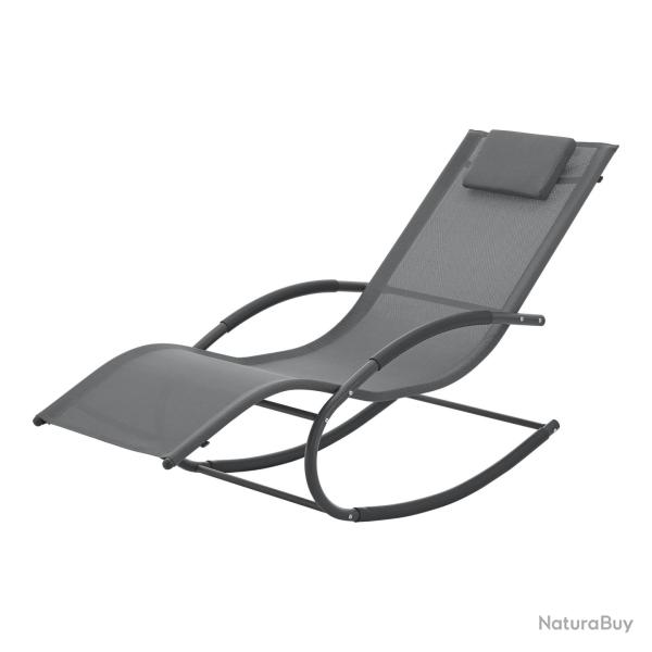 Transat bain de soleil chaise longue � bascule tarent acier textile 174 x 63 x 88 cm gris fonc� 03_
