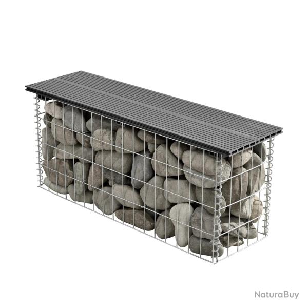 Banc de jardin gabion 100 x 30 x 5 cm gris 03_0006440