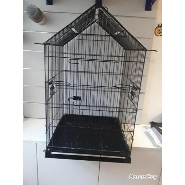10032 CAGE A OISEAUX 80CM X 50CM NOIR OCCASION COMME NEUF