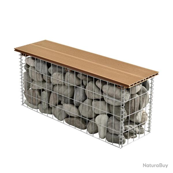 Banc de jardin gabion 100 x 30 x 5 cm marron clair teck 03_0006436