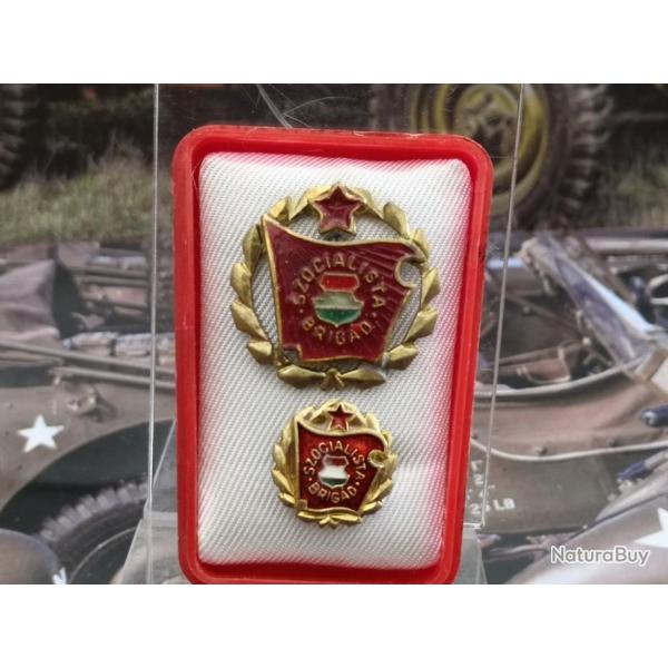 Lot de deux Insignes politique de la brigade des travailleurs socialistes Hongrois