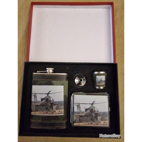 IDEE CADEAU - Coffret flasque + �tui cigarettes + gobelet d�cor militaire - HILMAR SUPER DESTOCK !!!