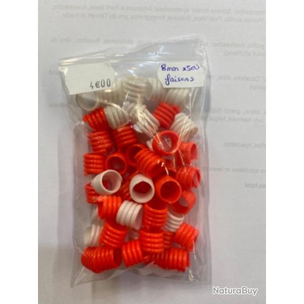 Anneaux de marquage spirale taille 8mm x 50 unit�s pour faisans