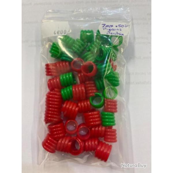Anneaux de marquage spirale taille 7mm x 50 unit�s pour pigeons et perdrix