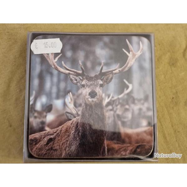 IDEE CADEAU - Pack 6 dessous de verre photo cerf - HILMAR SUPER DESTOCK !!!