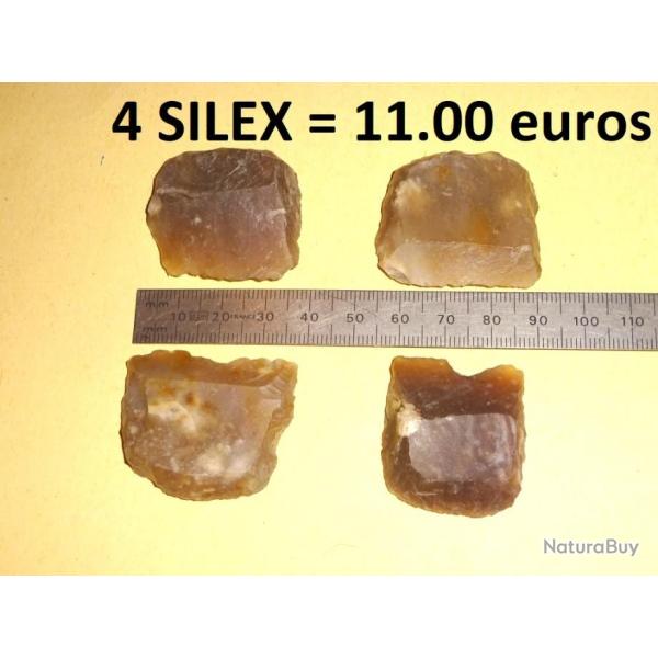lot de 4 silex blonds tranchants en mauvais �tat - VENDU PAR JEPERCUTE (D23K27)