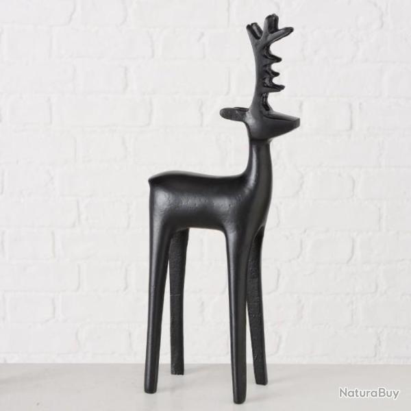 FIGURINE CERF M�TAL NOIR 39cm