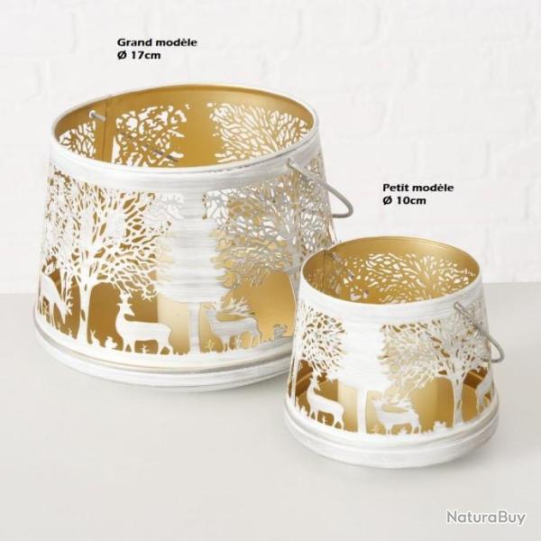 2 PHOTOPHORES CERF BLANC � SUSPENDRE �10 et 17cm