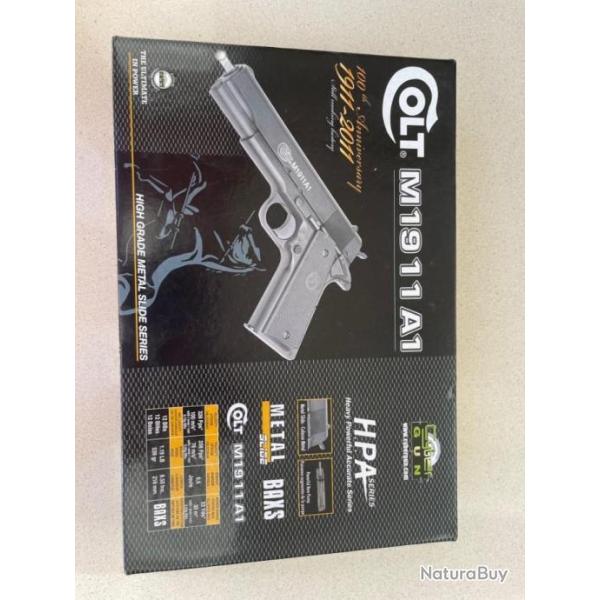 CYBER GUN AIRSOFT GUN COLT M1911-A1 AVEC BILLES CAL 6MM ETAT NEUF
