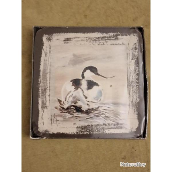 IDEE CADEAU - Pack 4 dessous de verre dessins oiseaux marins - HILMAR SUPER DESTOCK !!!
