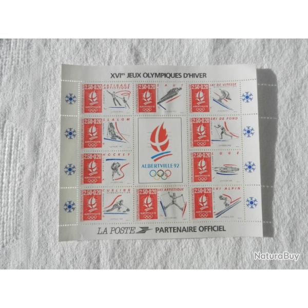 ancienne planche de timbres neufs Jeux Olympiques d'Hiver