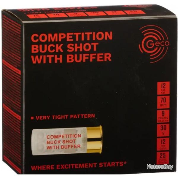 MUNITIONS CHEVROTINE GECO COATED COMPETITION BUCK SHOT 12/70 27,0gr  9 grains par 100
