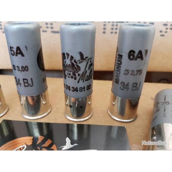CARTOUCHE ACIER MAGNUM CHASSE TIR MALIN 34g 12/76 4