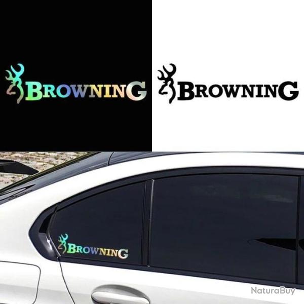 1x Autocollant browning 20 cm  d�co voiture camping car ou autres cam�l�on dispo noir ou blanc