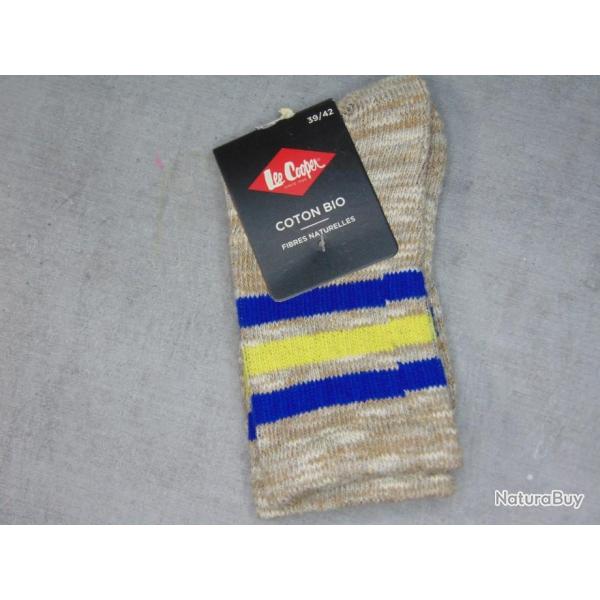 CHAUSSETTES COTON BIO LEE COOPER JAUNE ET BLEUE