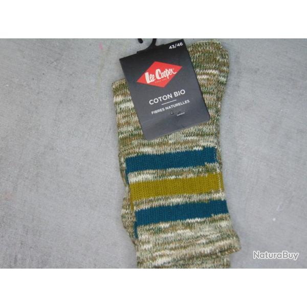 CHAUSSETTES COTON BIO LEE COOPER MARRON ET BLEUE