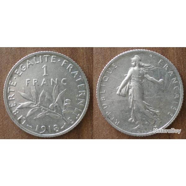 France 1 Franc 1918 Semeuse Piece Argent Francs