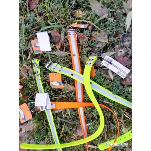 Lot de 5 colliers  biothane  fluorescents 45/50 cm ... gravs