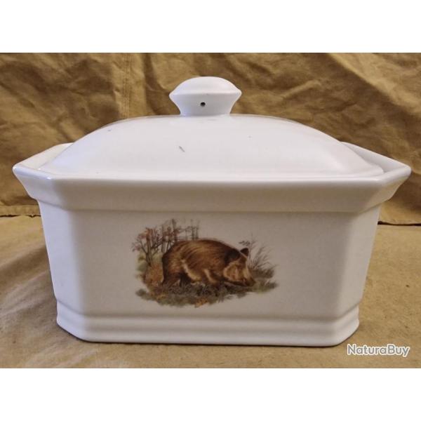 IDEE CADEAU - Terrine en porcelaine � d�cor de sanglier - HILMAR SUPER DESTOCK !!!