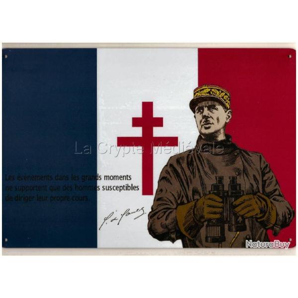 PLAQUE METAL CHARLES DE GAULLE/ FRANCE LIBRE