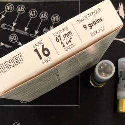 Cartouches TUNET Chevrotines Cal. 16/67 - 9 grains - BG - X10