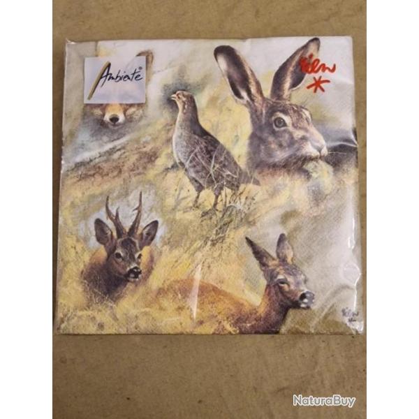 Serviette en papier d�cor gibier (x20) - HILMAR SUPER DESTOCK !!!