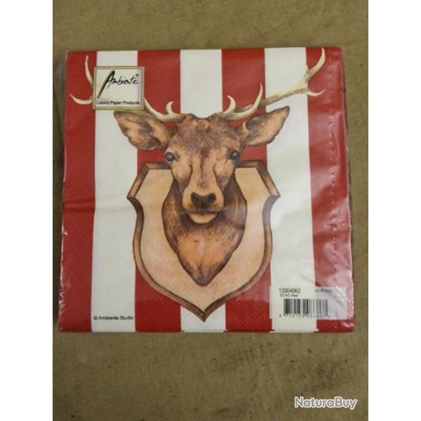 Serviette en papier d�cor troph�e de cerf (x20) - HILMAR SUPER DESTOCK !!!