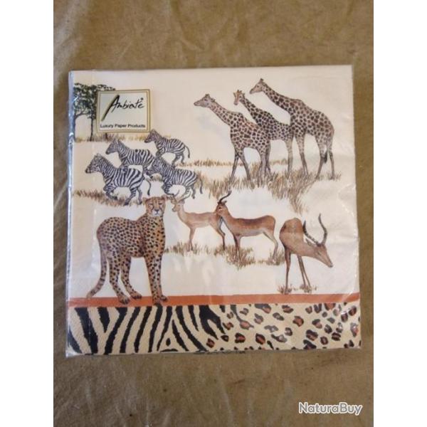 Serviette en papier d�cor d'animaux africains (x20) - HILMAR SUPER DESTOCK !!!