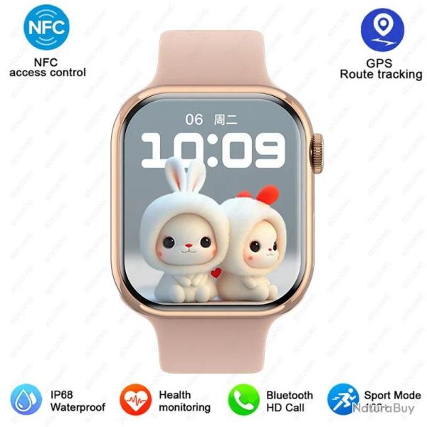 Montre Connectee Watch9 pour Android iOs SmartWatch9, Couleur: Rose