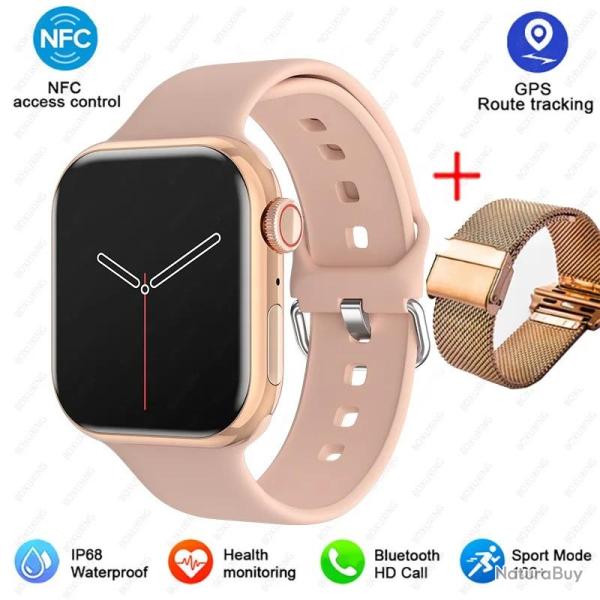 Montre Connectee Watch9 pour Android iOs SmartWatch9, Couleur: Rose 2